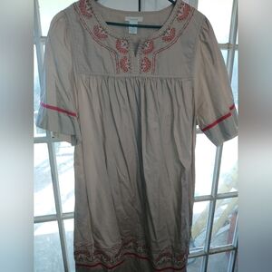 Bechamel Beige and Red Embroidered Dress